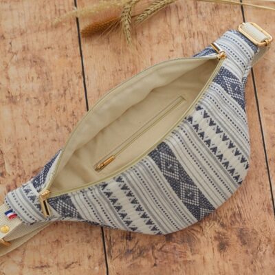 Banane Double Gaze Jacquard Bleu Intérieur