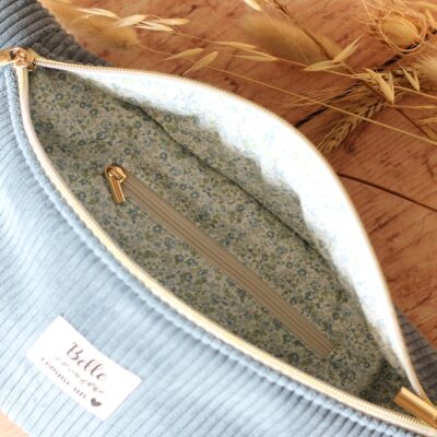 Banane Velours Bleu Jean Fleurs Intérieur