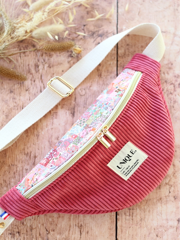 Banane Bicolore Velours Framboise Patchwork