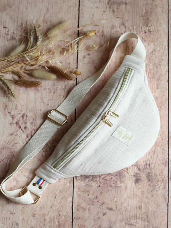 Banane Double Gaze Beige Pois dorés