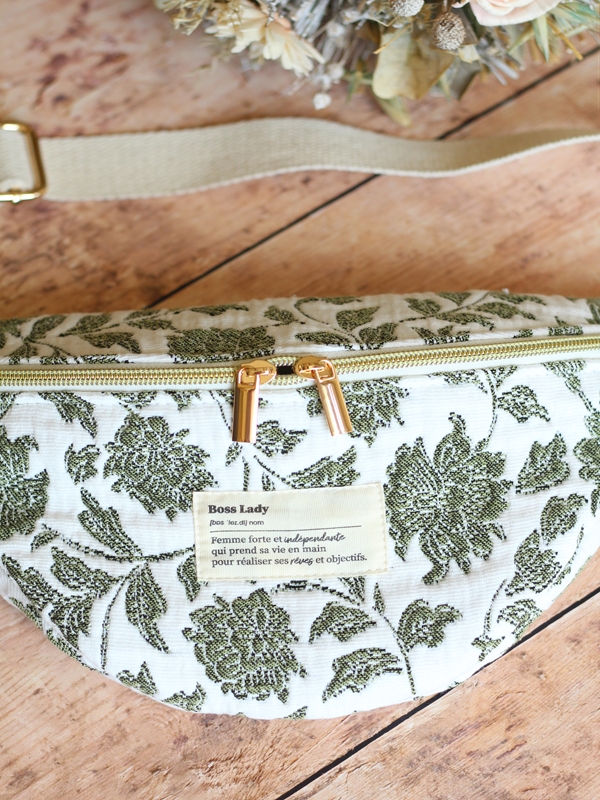 Banane Jacquard Vert Sauge Blanc Etiquette Banane Jacquard Vert Sauge Blanc Etiquette
