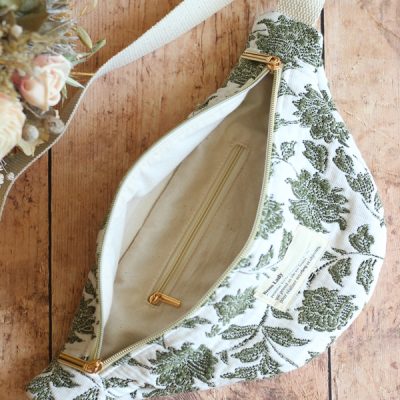 Banane Jacquard Vert Sauge Blanc Intérieur