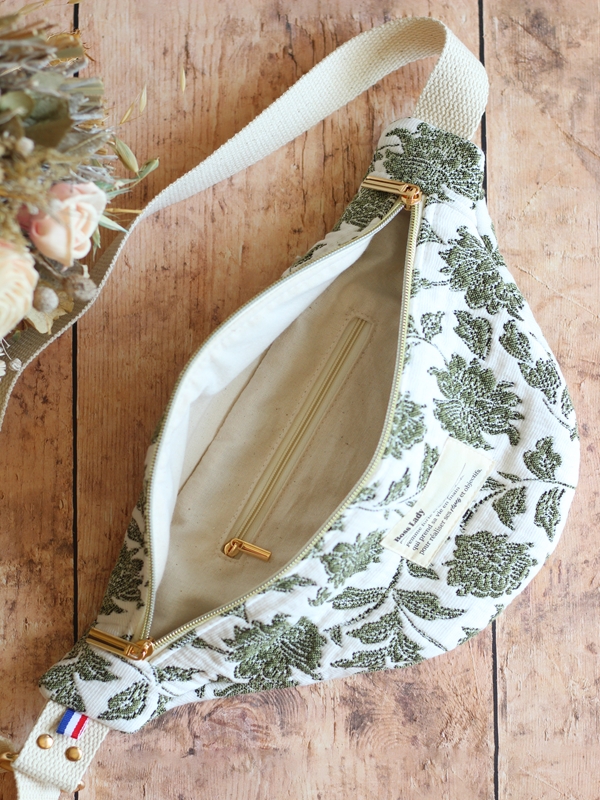 Banane Jacquard Vert Sauge Blanc Intérieur Banane Jacquard Vert Sauge Blanc Intérieur